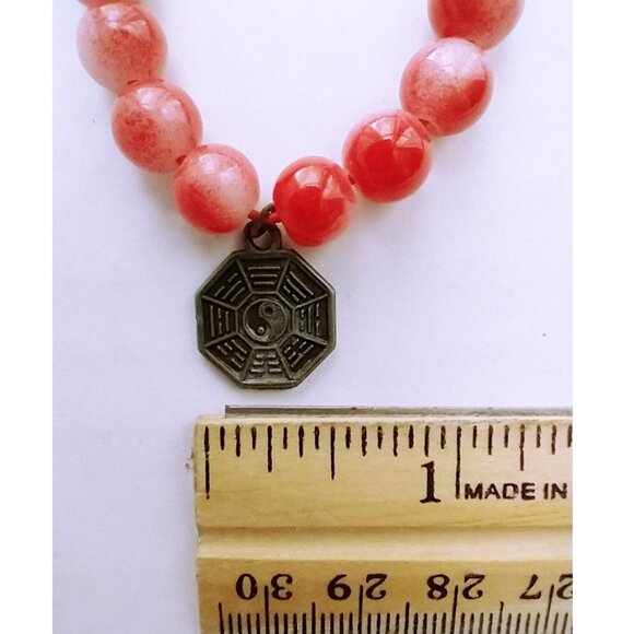 Set Of 4 Stone Elastic Bracelets Feng Shui I-Ching Vintage -  Red Blue Green - Picture 9 of 9